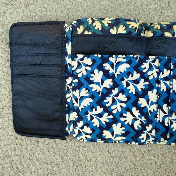 Vera Bradley Wallet Trifold Blue Floral 5.5" x 4" Credit Card Holder Snap Zipper - Picture 7 of 12